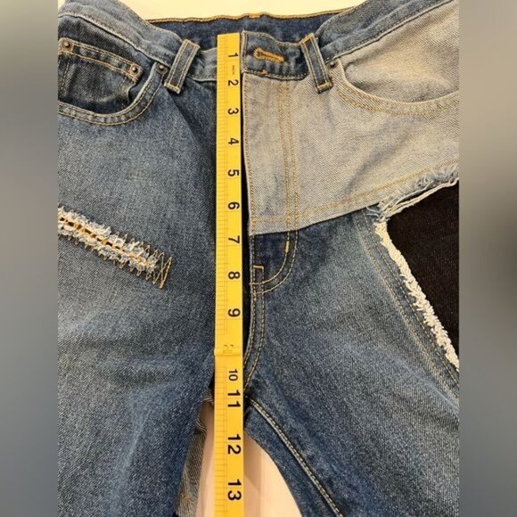 Carmar patchwork jeans size 26 waist boutique jeans distressed knee frayed - Picture 12 of 13
